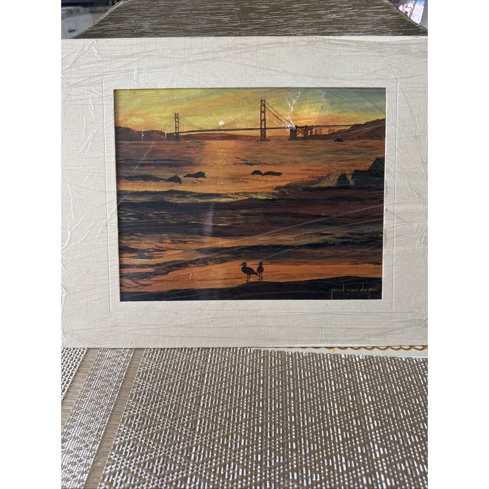 Signed Paul Van De Pol “Golden Gate Bridge by Sunset” Original 11x14 Watercolor